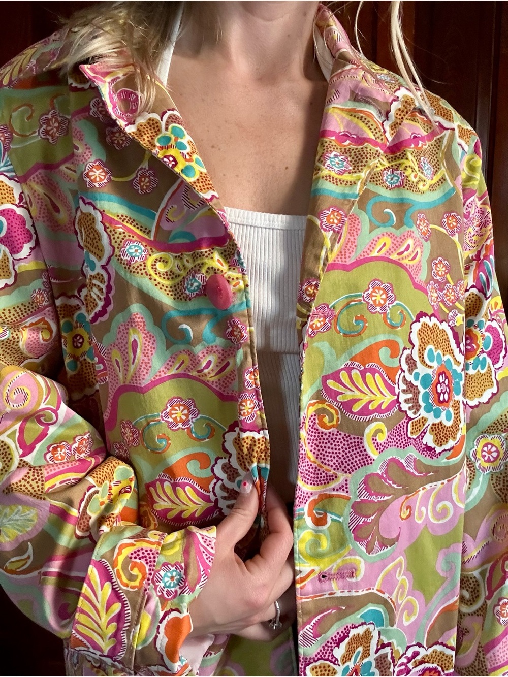 Harve Benard Pink Floral Paisley Coat - Picture 5 of 8